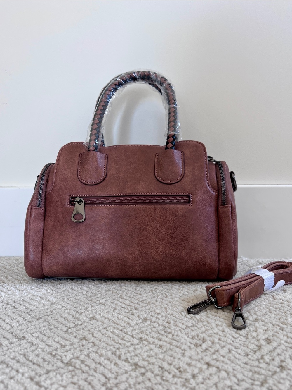 Vintage Texture Genuine Leather Boston Pillow Handbag